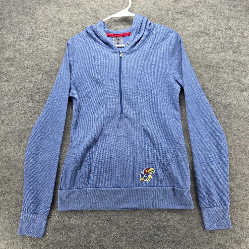Kansas Jayhawks Hoodie Womens Medium Blue NCAA Basketball Colosseum Quarter Zip